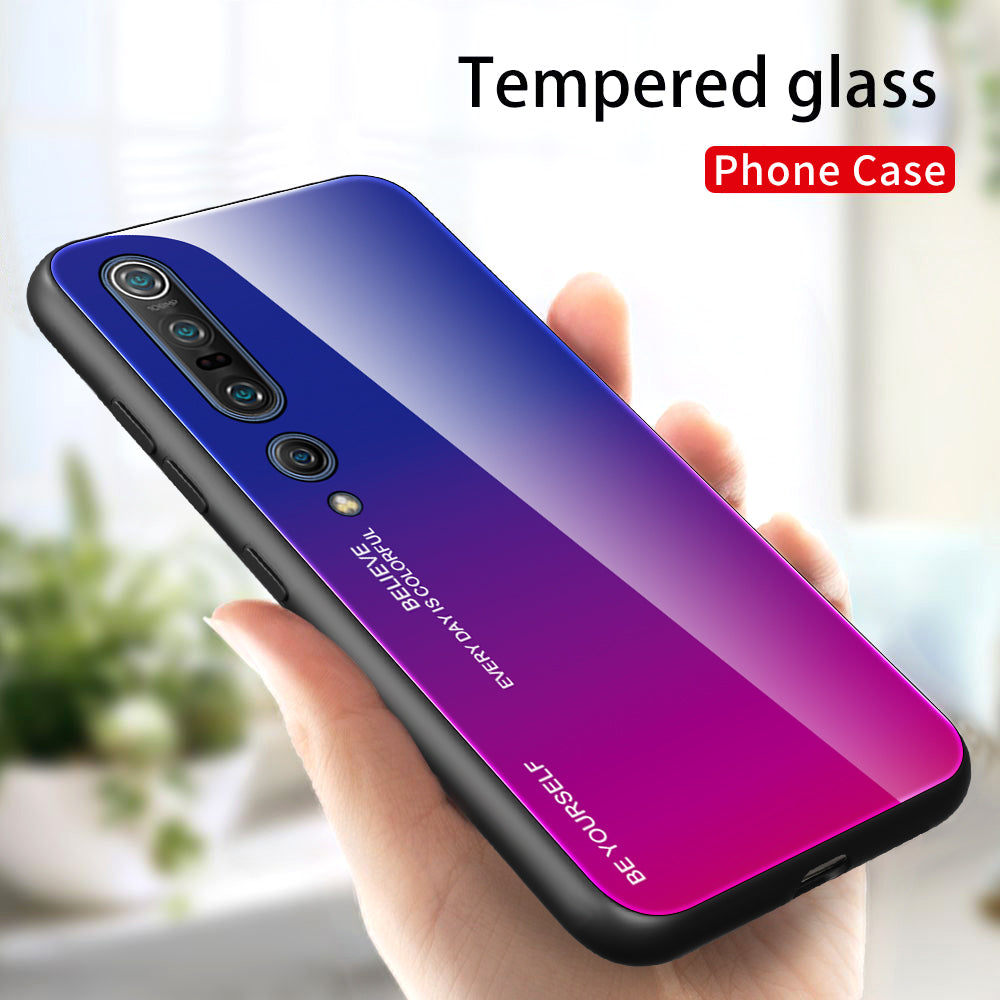Gradient Color Tempered Glass + PC + TPU Phone Case for Xiaomi Mi 10 / Mi 10 Pro