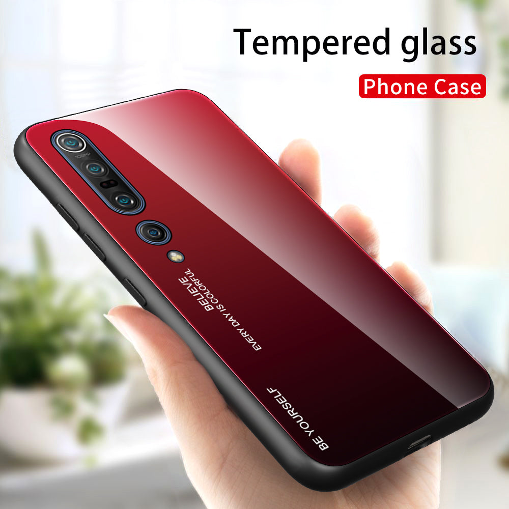 Gradient Color Tempered Glass + PC + TPU Phone Case for Xiaomi Mi 10 / Mi 10 Pro