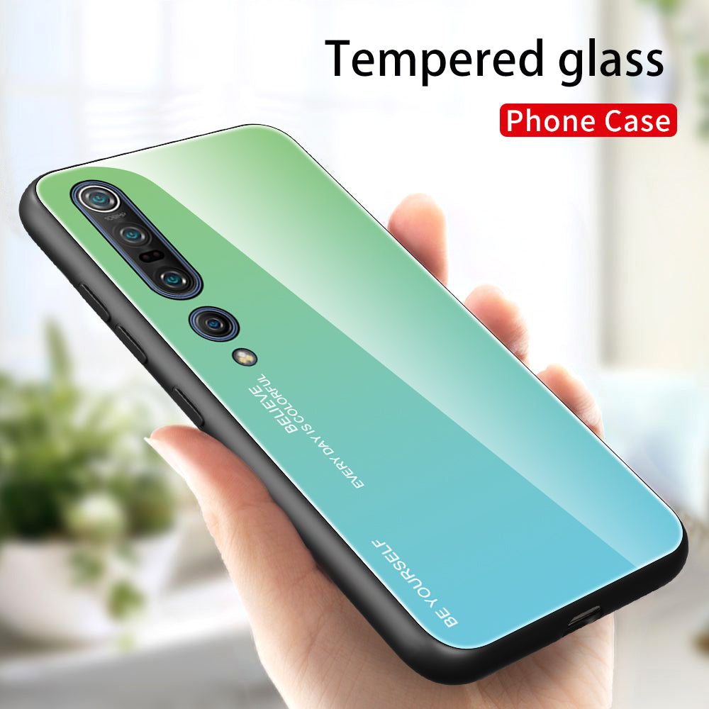 Gradient Color Tempered Glass + PC + TPU Phone Case for Xiaomi Mi 10 / Mi 10 Pro