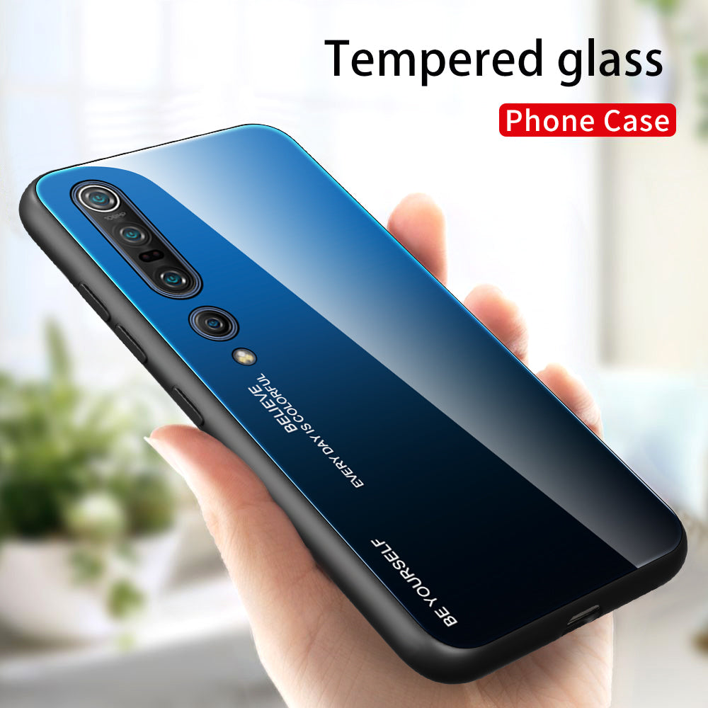 Gradient Color Tempered Glass + PC + TPU Phone Case for Xiaomi Mi 10 / Mi 10 Pro