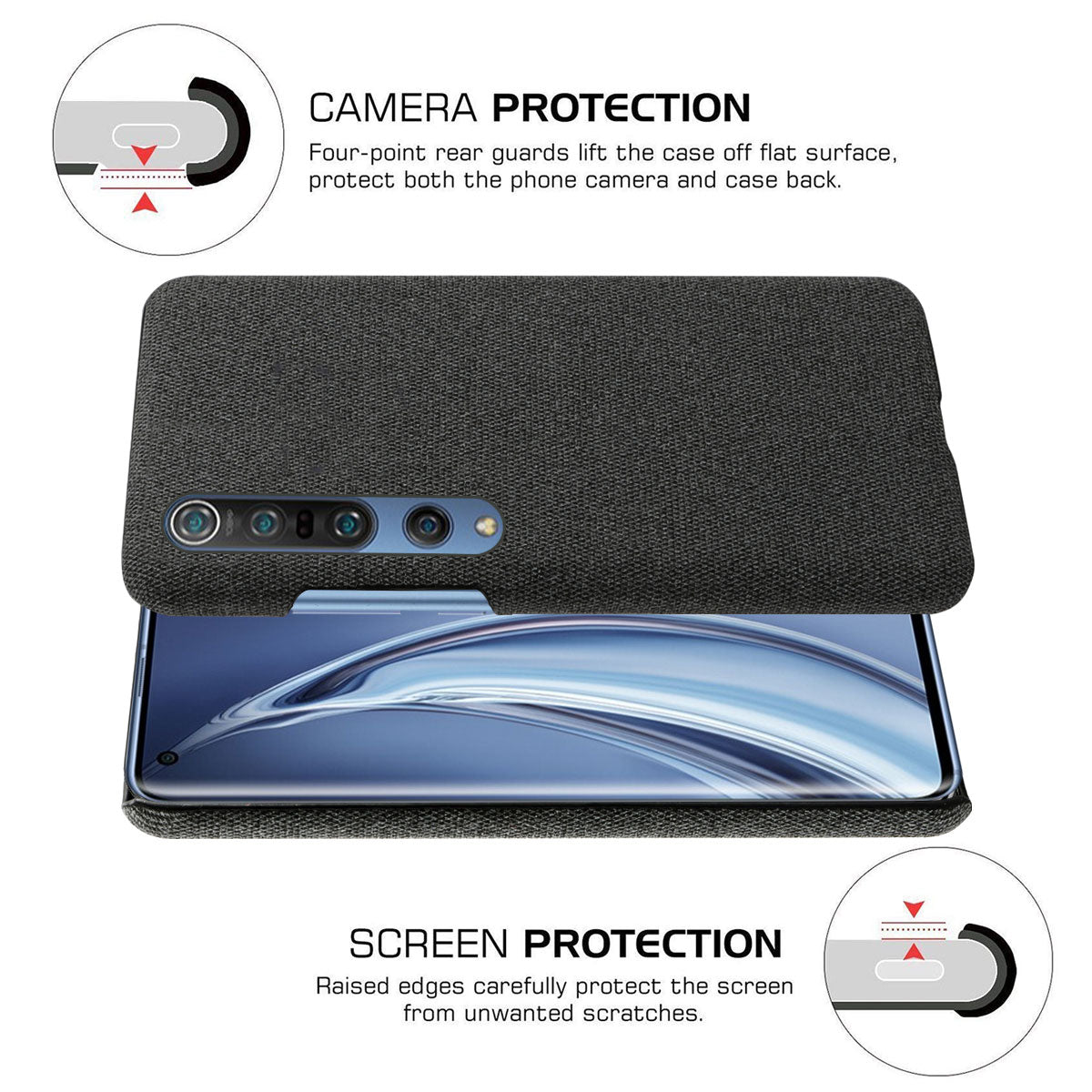 KSQ Cloth Coated Plastic Hard Phone Shell for Xiaomi Mi 10/Mi 10 Pro
