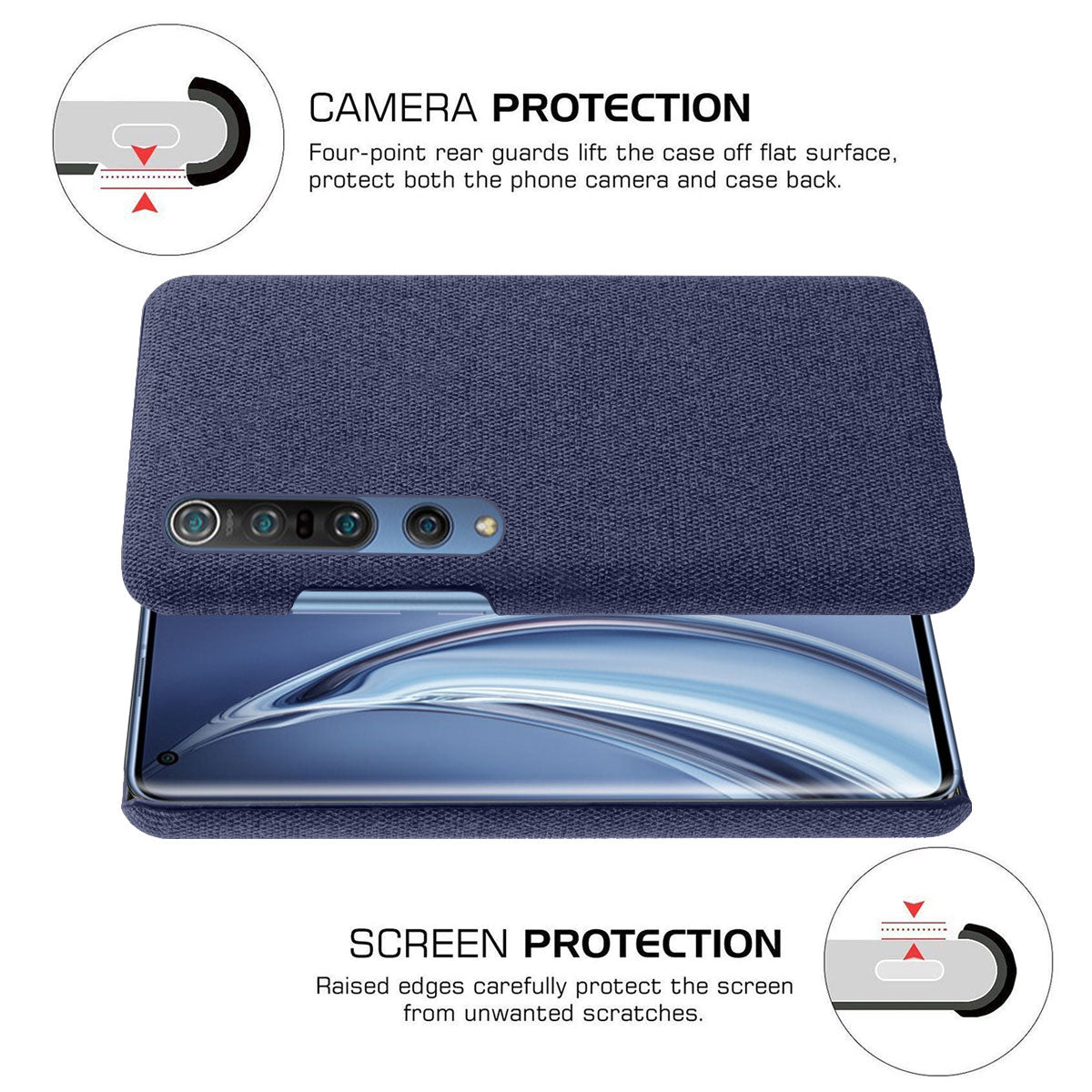 KSQ Cloth Coated Plastic Hard Phone Shell for Xiaomi Mi 10/Mi 10 Pro