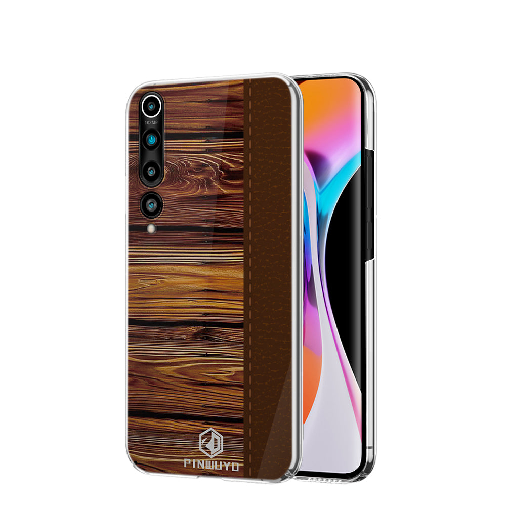 PINWUYO Pin Dun Series Wood Grain Hard PC Phone Case for Xiaomi Mi 10