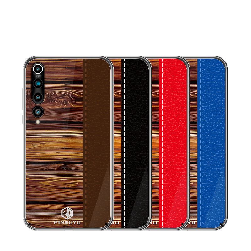 PINWUYO Pin Dun Series Wood Grain Hard PC Phone Case for Xiaomi Mi 10