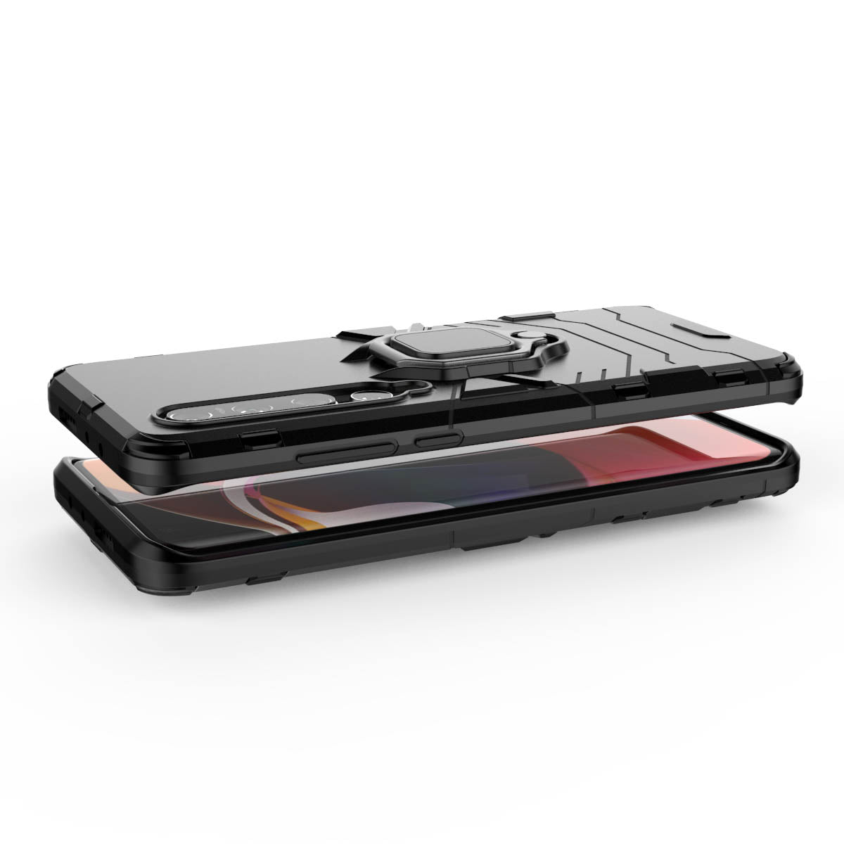 Cool Guard Ring Holder Kickstand PC TPU Hybrid Case Protective Shell for Xiaomi Mi 10