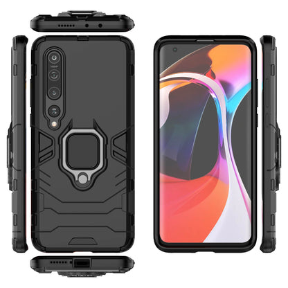 Cool Guard Ring Holder Kickstand PC TPU Hybrid Case Protective Shell for Xiaomi Mi 10