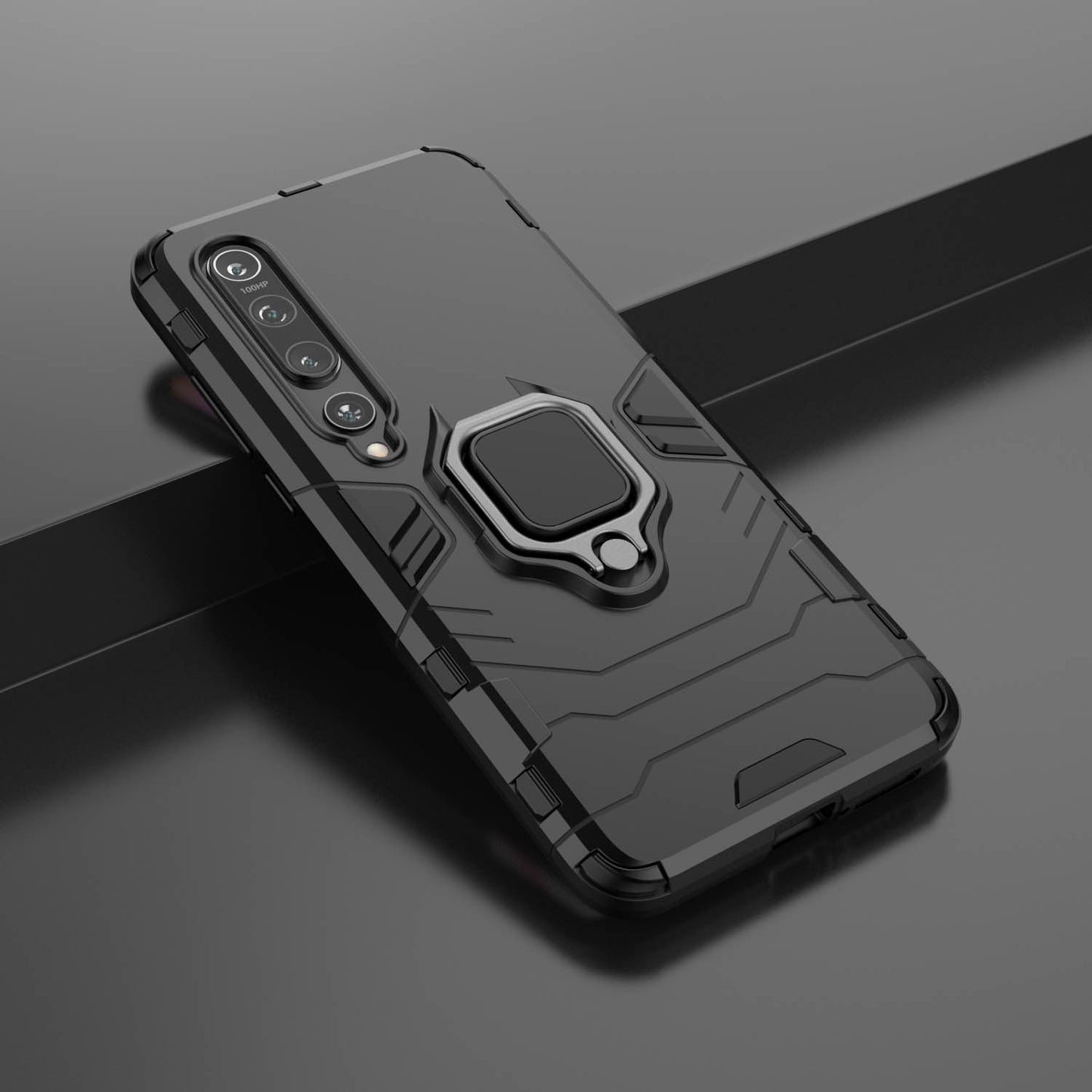 Cool Guard Ring Holder Kickstand PC TPU Hybrid Case Protective Shell for Xiaomi Mi 10