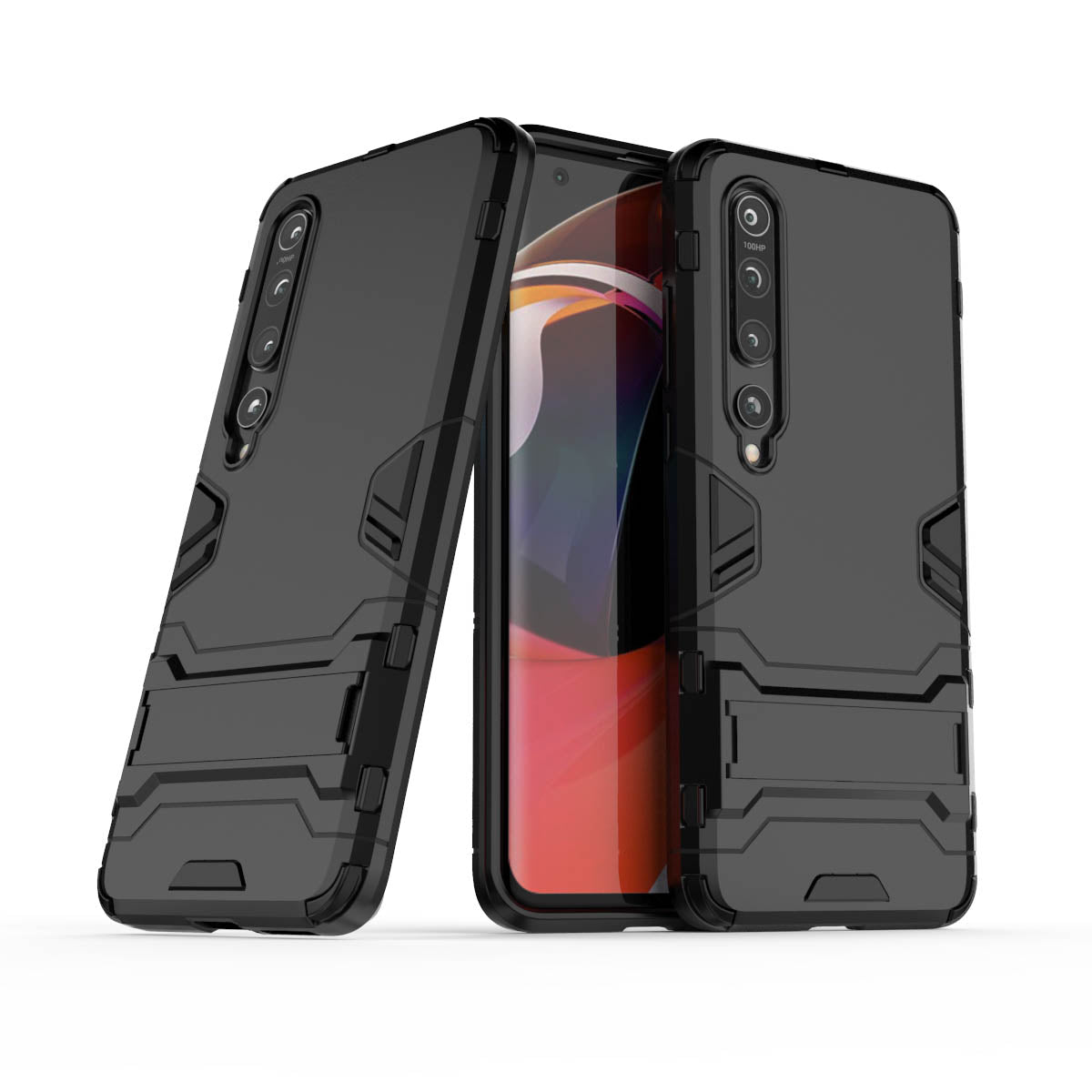 2-in-1 Plastic + TPU Phone Shell with Kickstand Casing for Xiaomi Mi 10