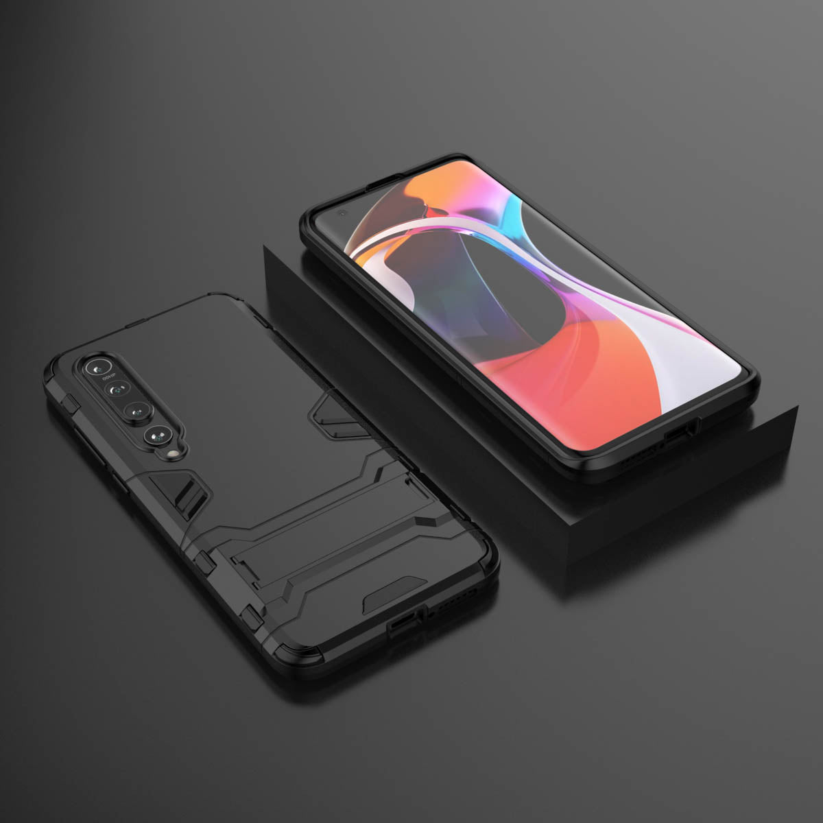 2-in-1 Plastic + TPU Phone Shell with Kickstand Casing for Xiaomi Mi 10