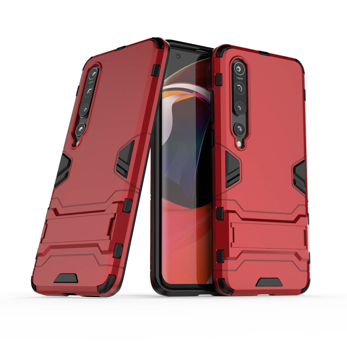 2-in-1 Plastic + TPU Phone Shell with Kickstand Casing for Xiaomi Mi 10