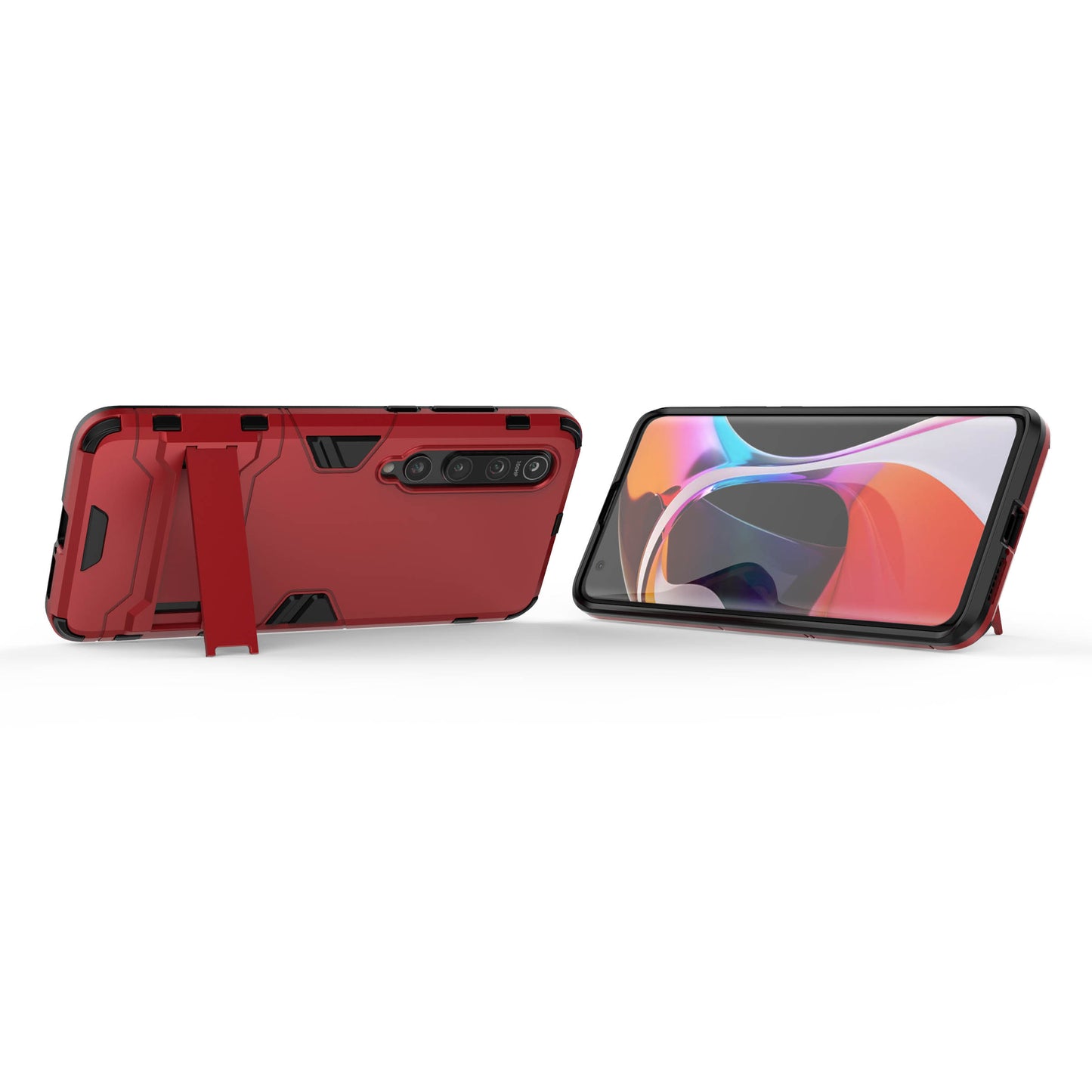 2-in-1 Plastic + TPU Phone Shell with Kickstand Casing for Xiaomi Mi 10