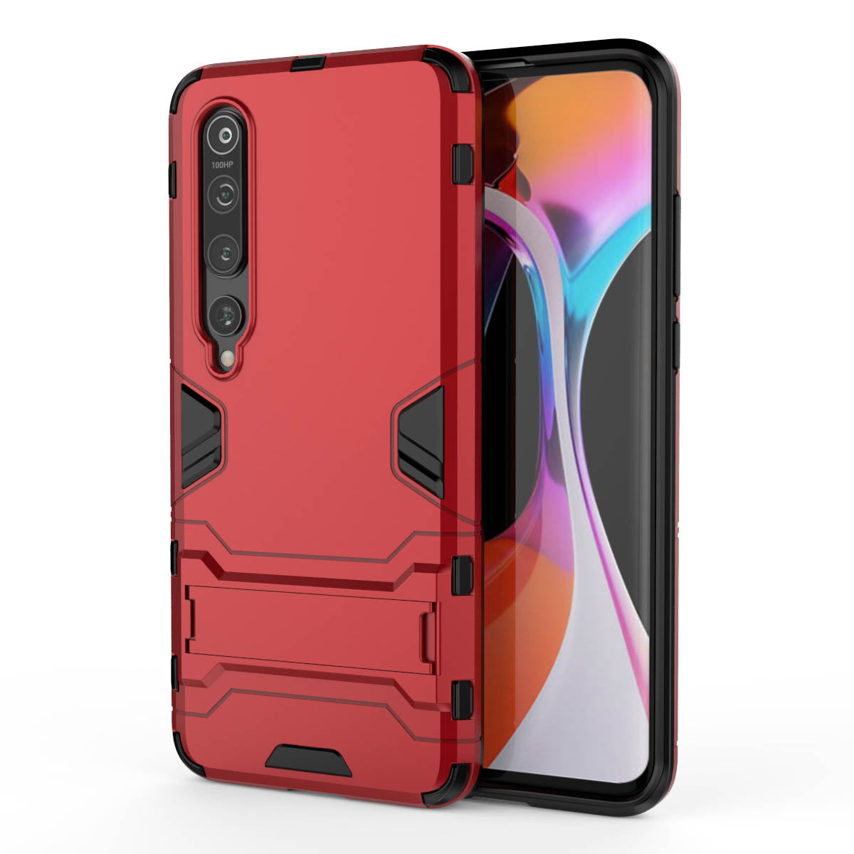 2-in-1 Plastic + TPU Phone Shell with Kickstand Casing for Xiaomi Mi 10