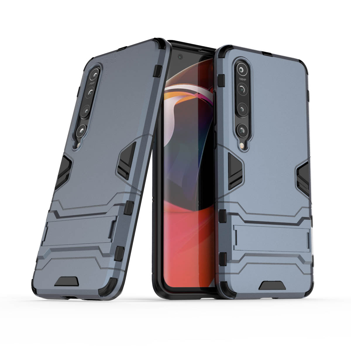 2-in-1 Plastic + TPU Phone Shell with Kickstand Casing for Xiaomi Mi 10
