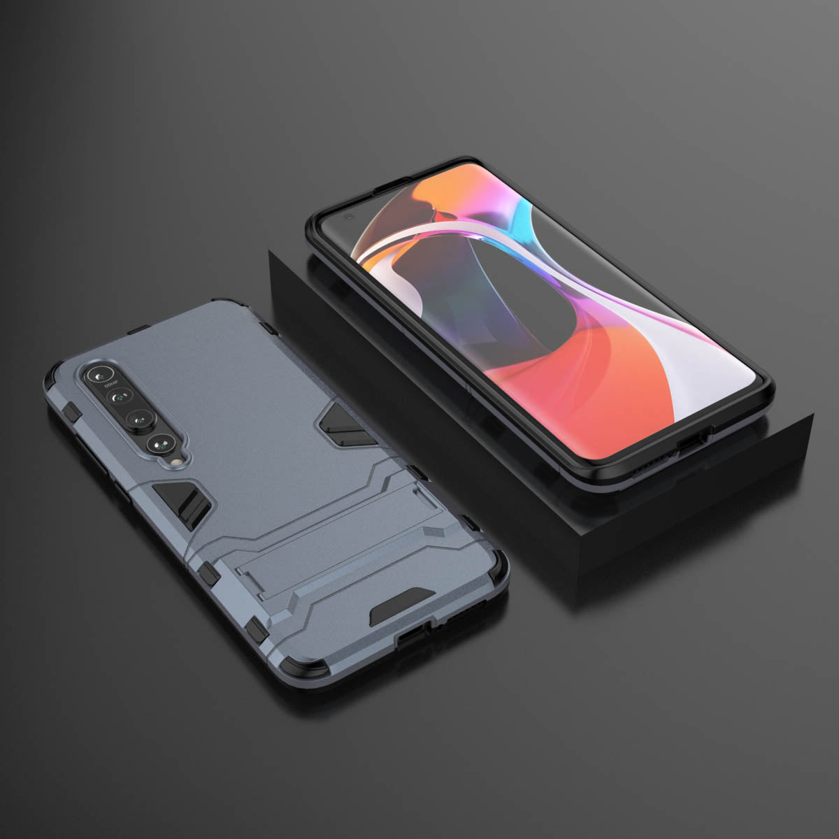 2-in-1 Plastic + TPU Phone Shell with Kickstand Casing for Xiaomi Mi 10