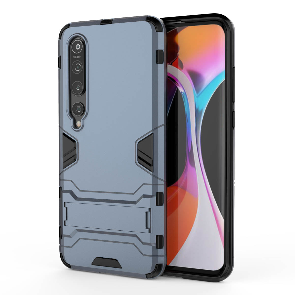 2-in-1 Plastic + TPU Phone Shell with Kickstand Casing for Xiaomi Mi 10