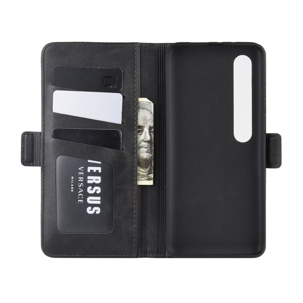 Double Clasp Flip Leather Wallet Stand Phone Case for Xiaomi Mi 10 Pro/Mi 10