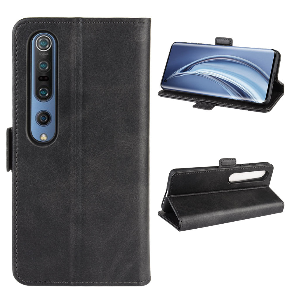 Double Clasp Flip Leather Wallet Stand Phone Case for Xiaomi Mi 10 Pro/Mi 10