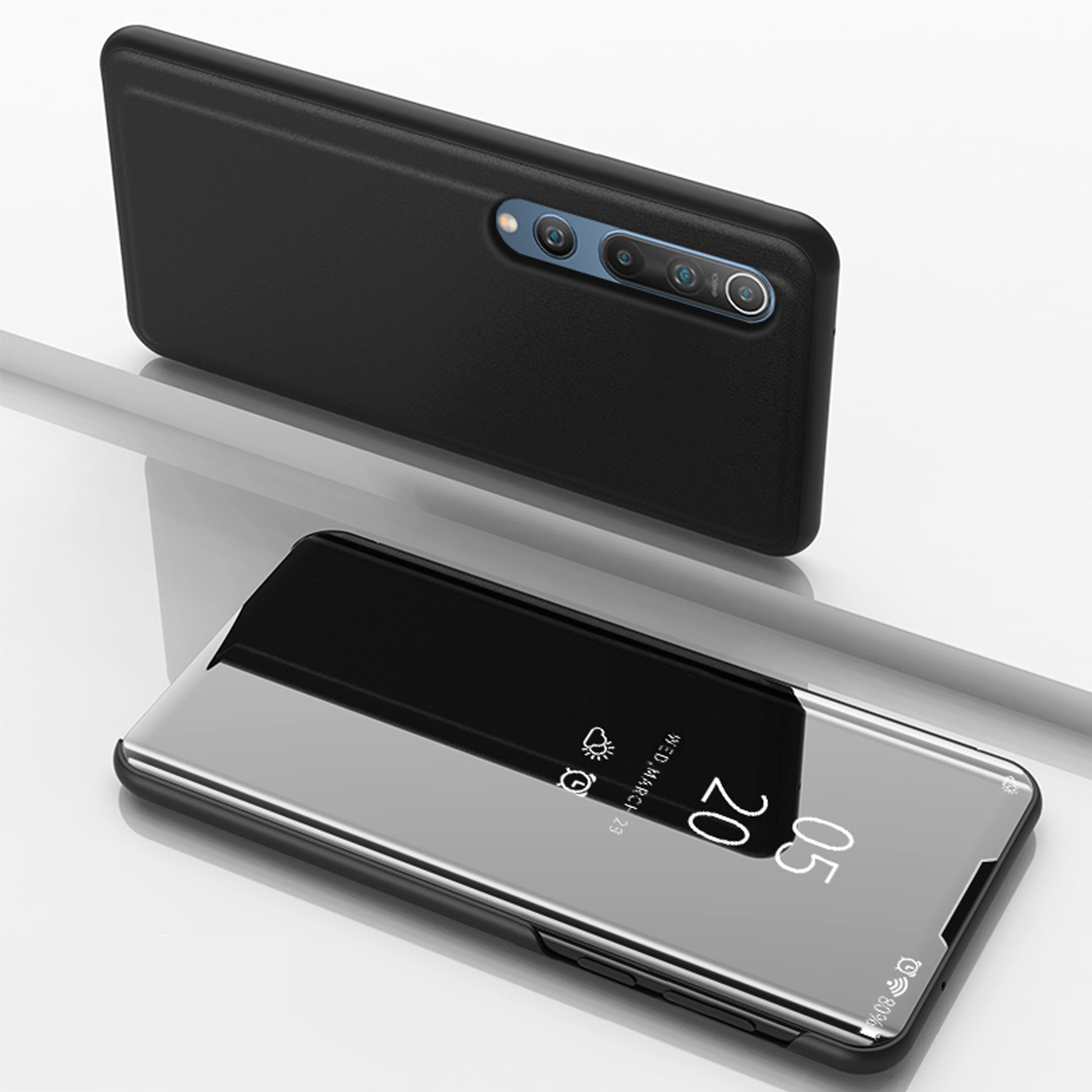 View Window Plated Mirror Surface Leather Stand Shell for Xiaomi Mi 10 / Mi 10 Pro