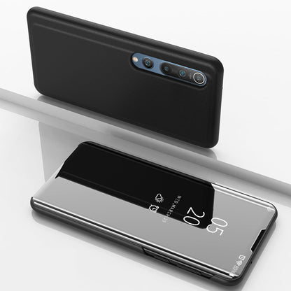 View Window Plated Mirror Surface Leather Stand Shell for Xiaomi Mi 10 / Mi 10 Pro
