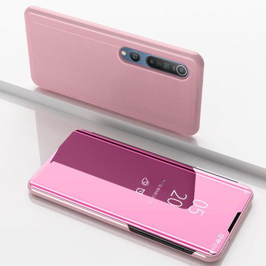 View Window Plated Mirror Surface Leather Stand Shell for Xiaomi Mi 10 / Mi 10 Pro