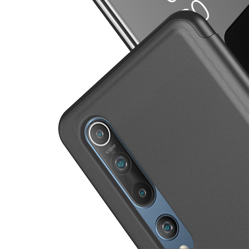 View Window Plated Mirror Surface Leather Stand Shell for Xiaomi Mi 10 / Mi 10 Pro