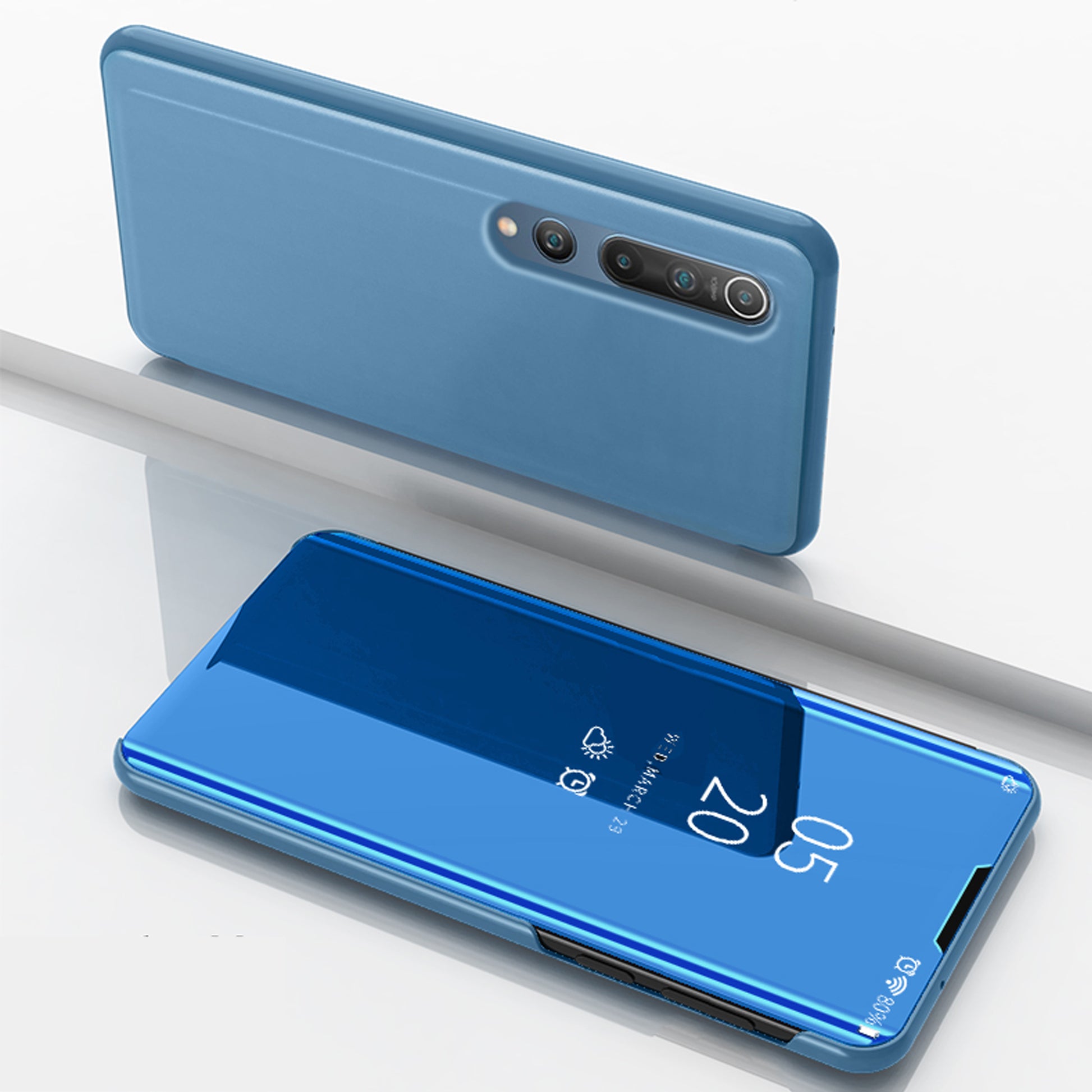 View Window Plated Mirror Surface Leather Stand Shell for Xiaomi Mi 10 / Mi 10 Pro