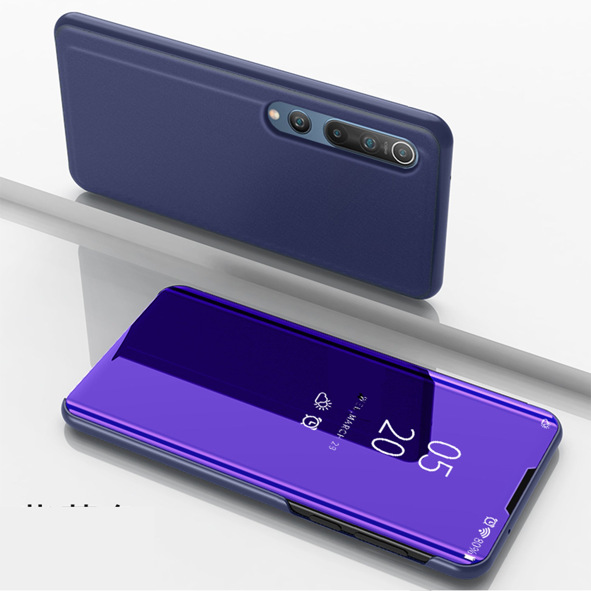 View Window Plated Mirror Surface Leather Stand Shell for Xiaomi Mi 10 / Mi 10 Pro