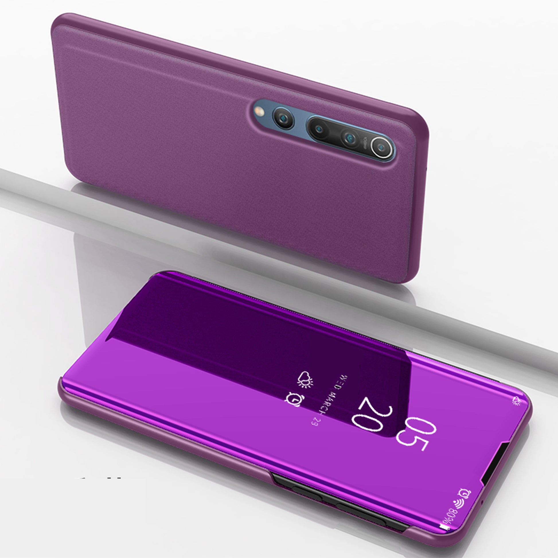 View Window Plated Mirror Surface Leather Stand Shell for Xiaomi Mi 10 / Mi 10 Pro