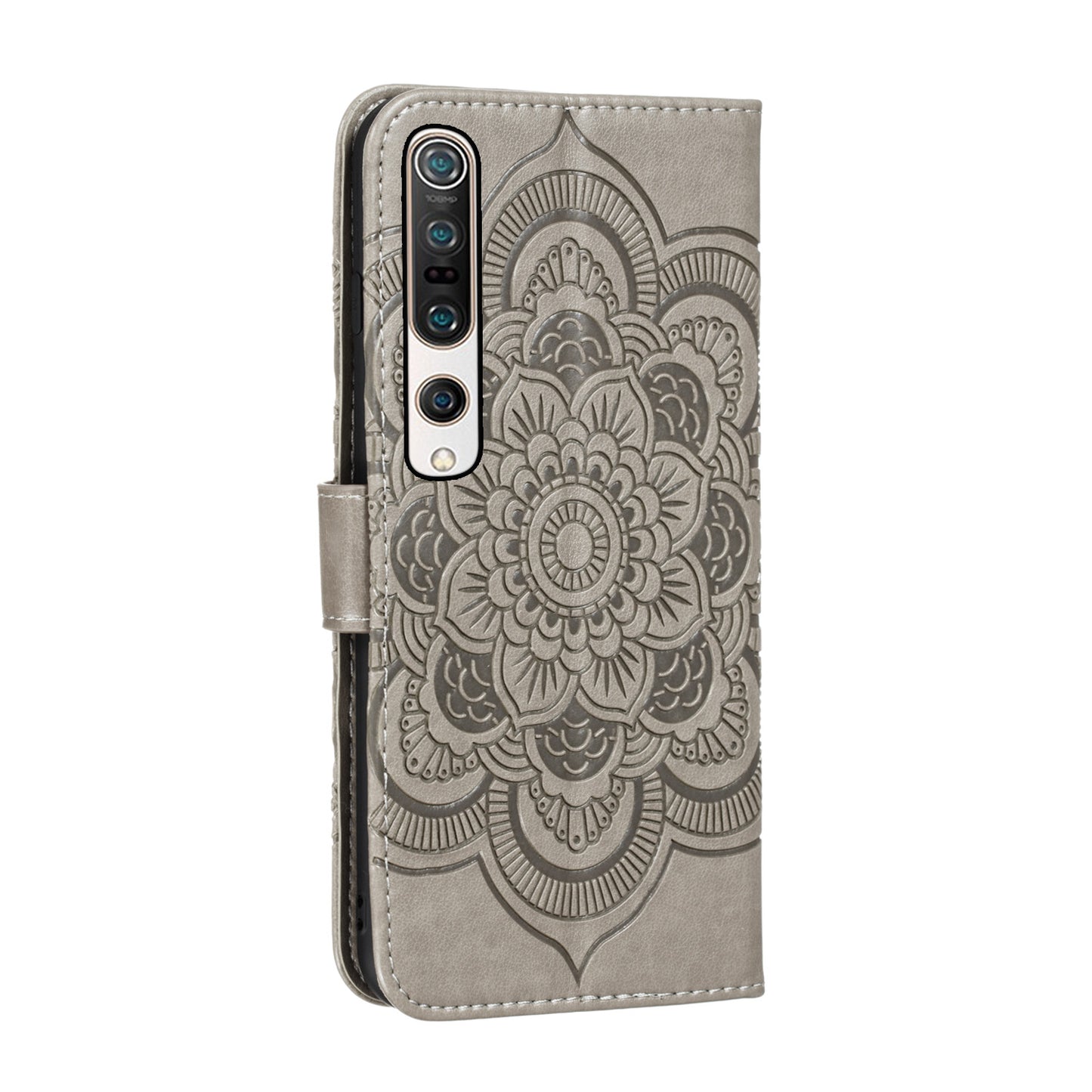 Imprint Mandala Flower Leather Wallet Stand Case for Xiaomi Mi 10 / Mi 10 Pro