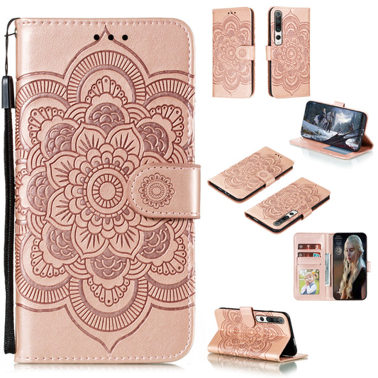 Imprint Mandala Flower Leather Wallet Stand Case for Xiaomi Mi 10 / Mi 10 Pro