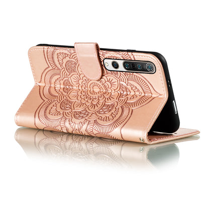 Imprint Mandala Flower Leather Wallet Stand Case for Xiaomi Mi 10 / Mi 10 Pro