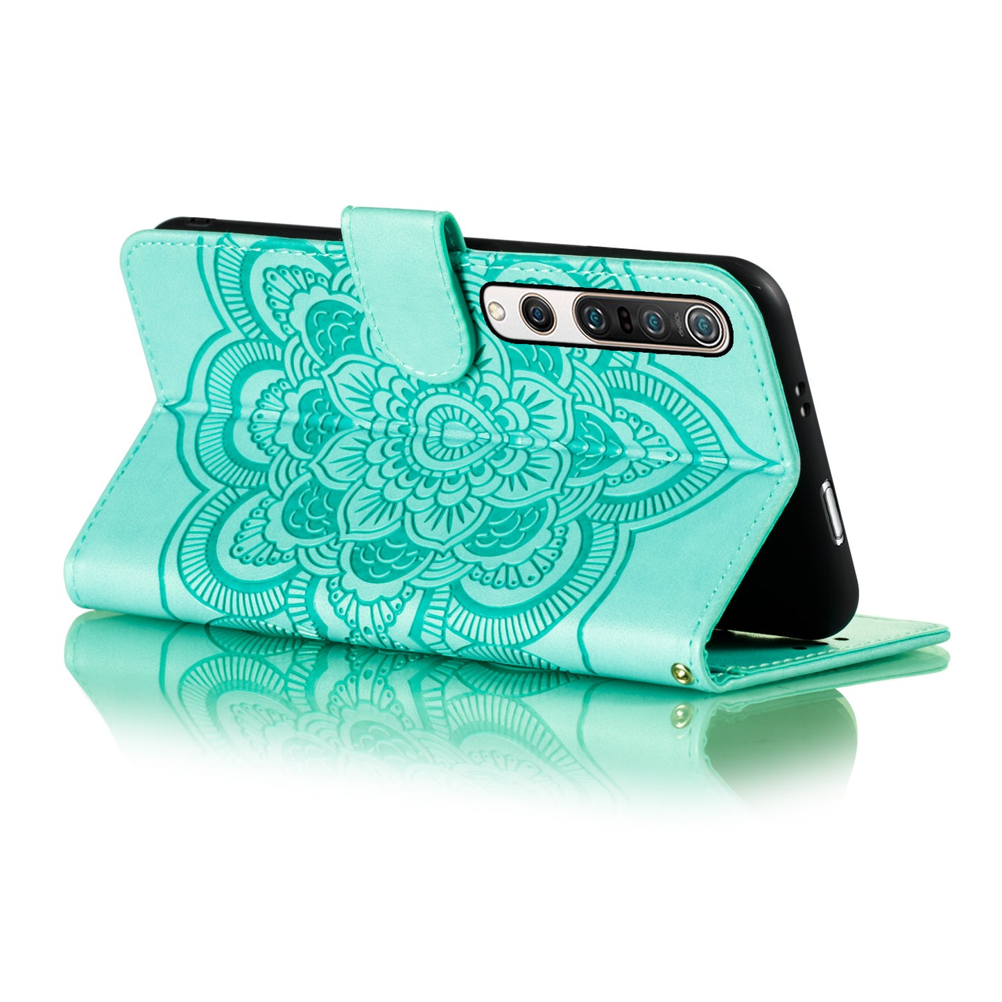 Imprint Mandala Flower Leather Wallet Stand Case for Xiaomi Mi 10 / Mi 10 Pro