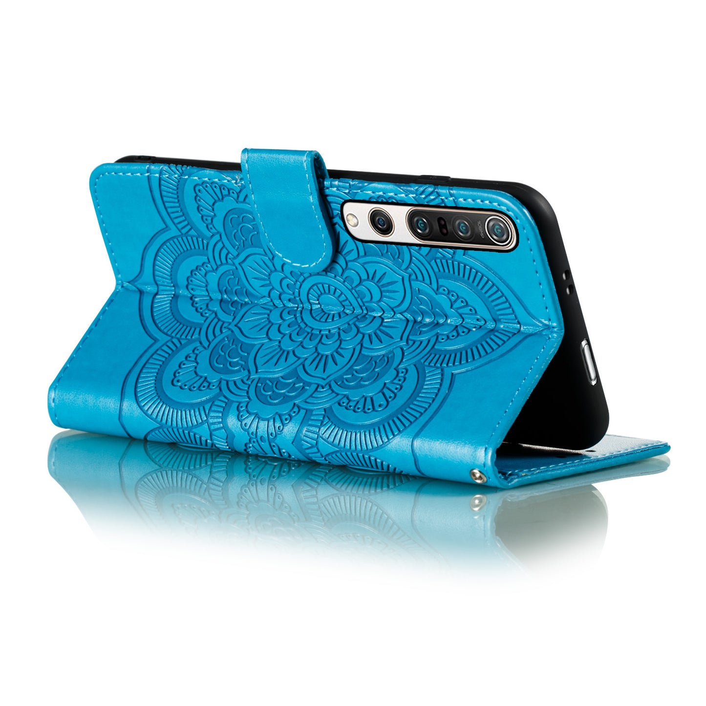 Imprint Mandala Flower Leather Wallet Stand Case for Xiaomi Mi 10 / Mi 10 Pro