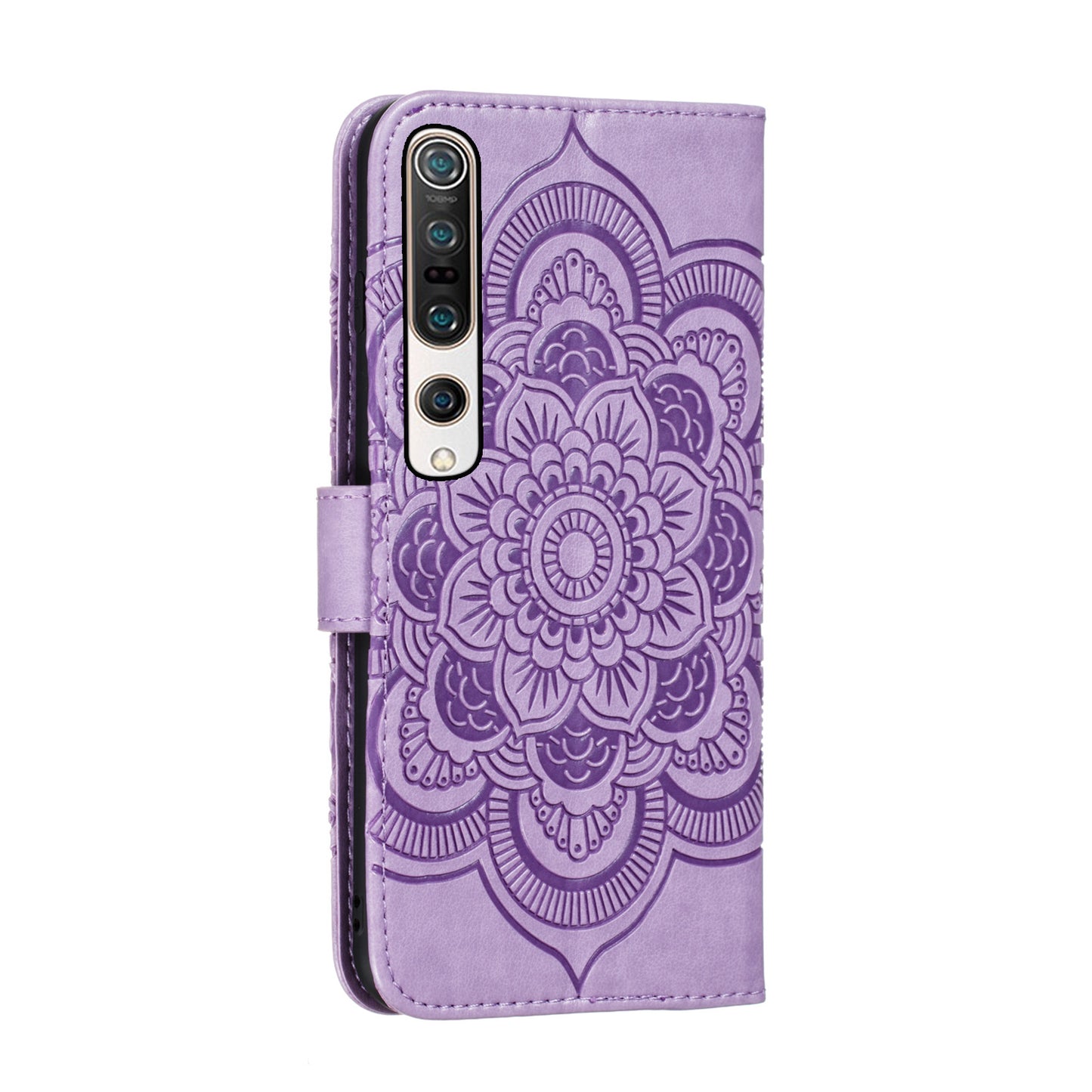 Imprint Mandala Flower Leather Wallet Stand Case for Xiaomi Mi 10 / Mi 10 Pro