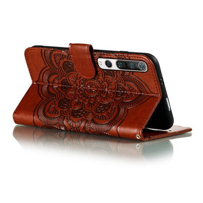 Imprint Mandala Flower Leather Wallet Stand Case for Xiaomi Mi 10 / Mi 10 Pro