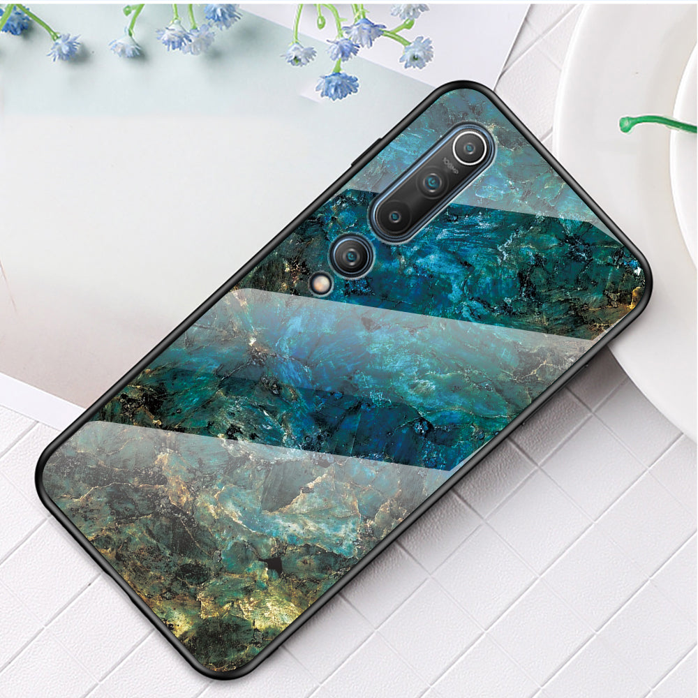 Marble Texture Tempered Glass + PC + TPU Hybrid Case for Xiaomi Mi 10