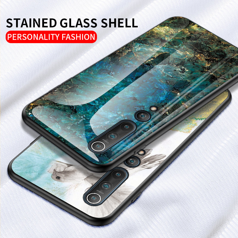 Marble Texture Tempered Glass + PC + TPU Hybrid Case for Xiaomi Mi 10