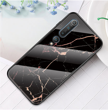 Marble Texture Tempered Glass + PC + TPU Hybrid Case for Xiaomi Mi 10