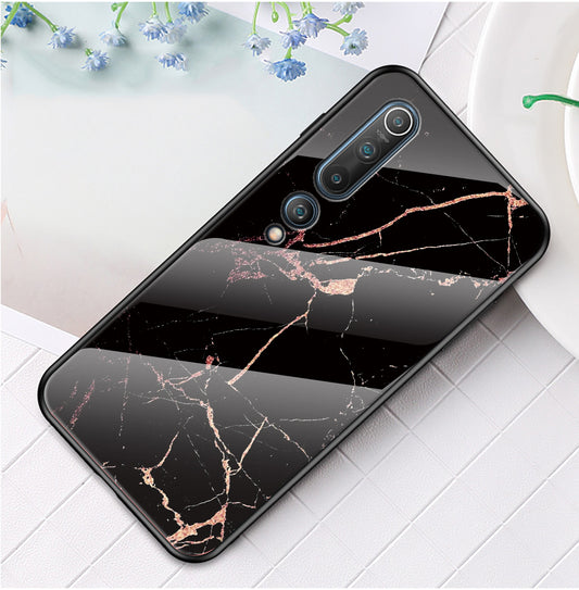 Marble Texture Tempered Glass + PC + TPU Hybrid Case for Xiaomi Mi 10