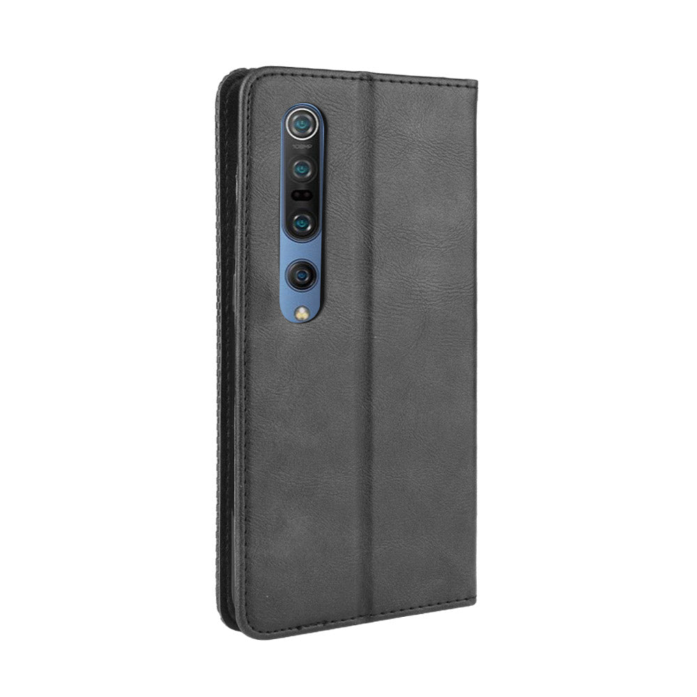Auto-absorbed Retro Leather Wallet Case Shell for Xiaomi Mi 10 5G/Mi 10 Pro 5G
