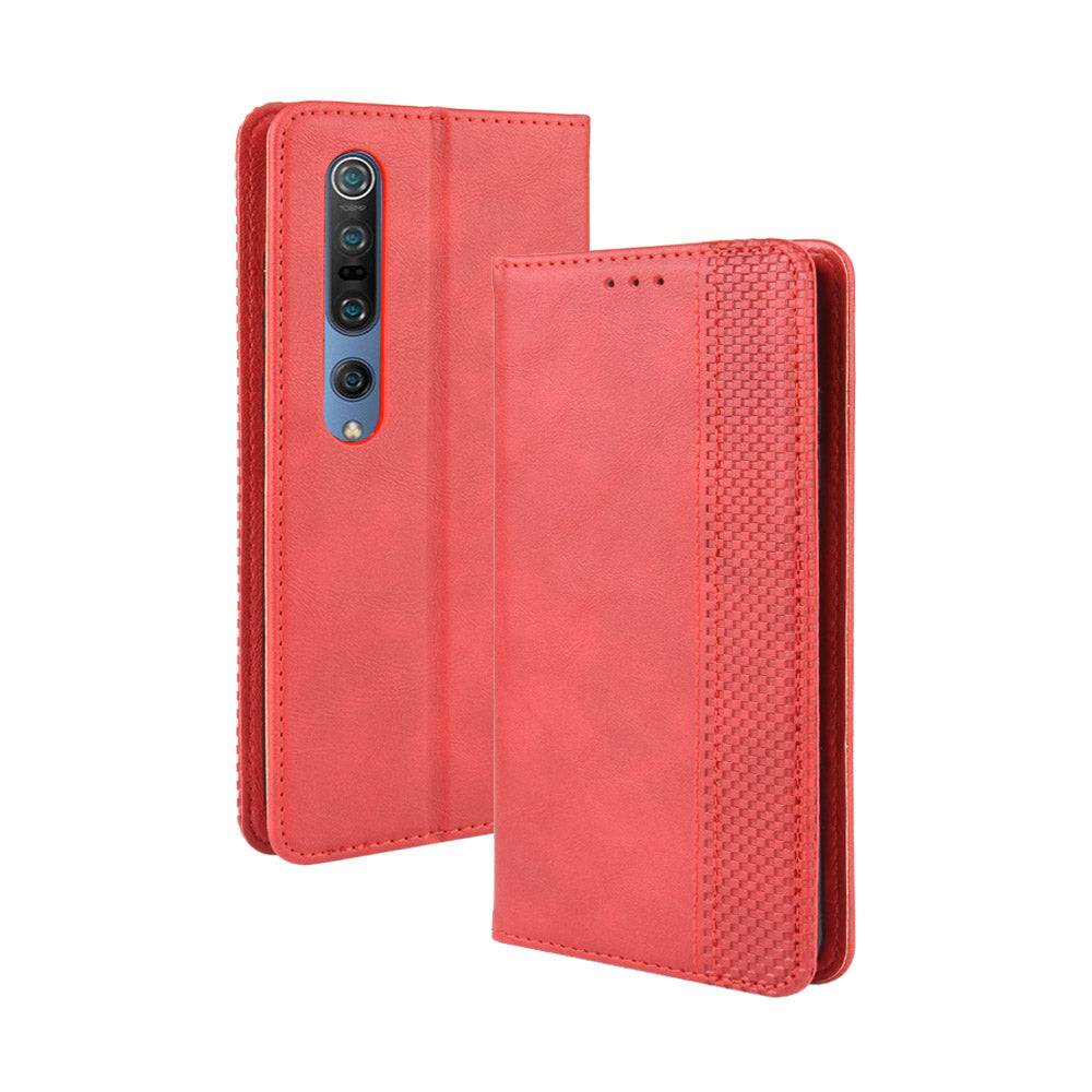 Auto-absorbed Retro Leather Wallet Case Shell for Xiaomi Mi 10 5G/Mi 10 Pro 5G