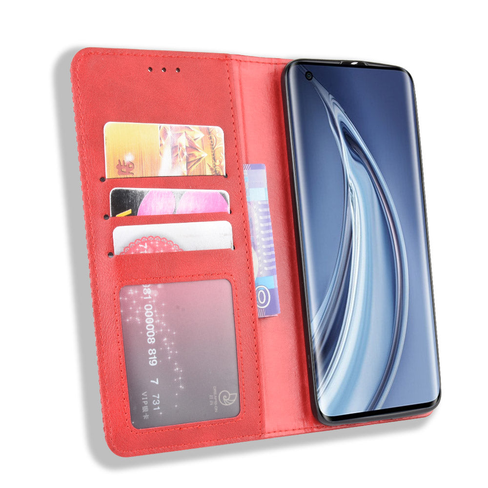 Auto-absorbed Retro Leather Wallet Case Shell for Xiaomi Mi 10 5G/Mi 10 Pro 5G