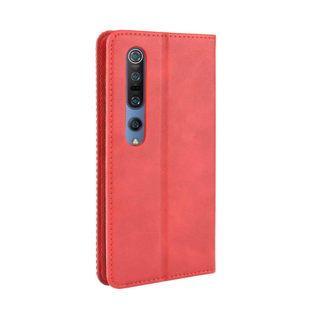 Auto-absorbed Retro Leather Wallet Case Shell for Xiaomi Mi 10 5G/Mi 10 Pro 5G