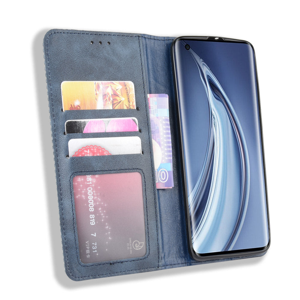 Auto-absorbed Retro Leather Wallet Case Shell for Xiaomi Mi 10 5G/Mi 10 Pro 5G