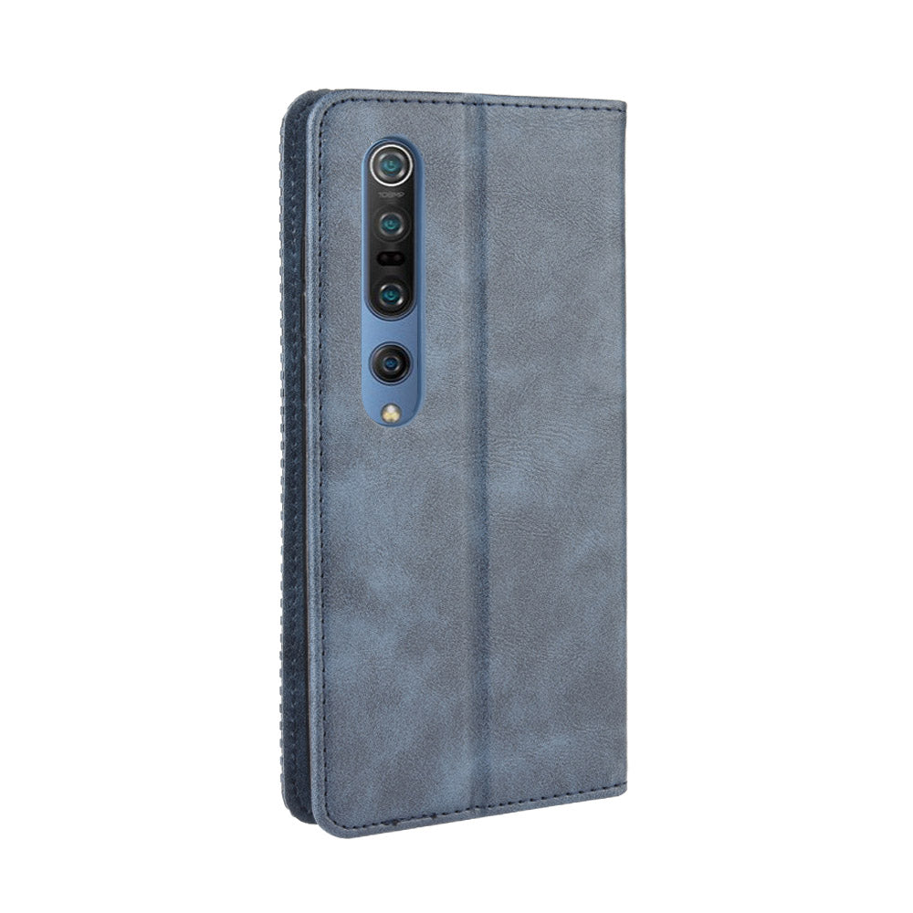 Auto-absorbed Retro Leather Wallet Case Shell for Xiaomi Mi 10 5G/Mi 10 Pro 5G