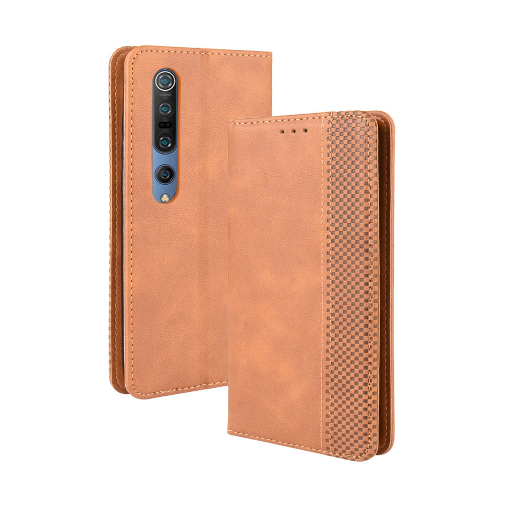 Auto-absorbed Retro Leather Wallet Case Shell for Xiaomi Mi 10 5G/Mi 10 Pro 5G
