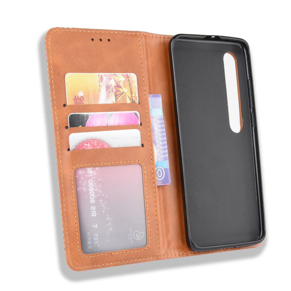 Auto-absorbed Retro Leather Wallet Case Shell for Xiaomi Mi 10 5G/Mi 10 Pro 5G
