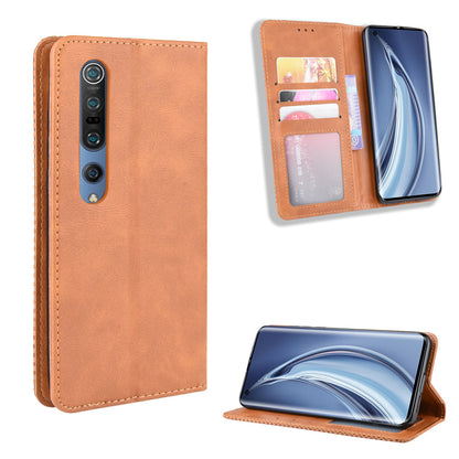Auto-absorbed Retro Leather Wallet Case Shell for Xiaomi Mi 10 5G/Mi 10 Pro 5G