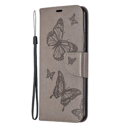 Imprint Butterflies Wallet Stand Flip Leather Phone Shell for Xiaomi Redmi 9