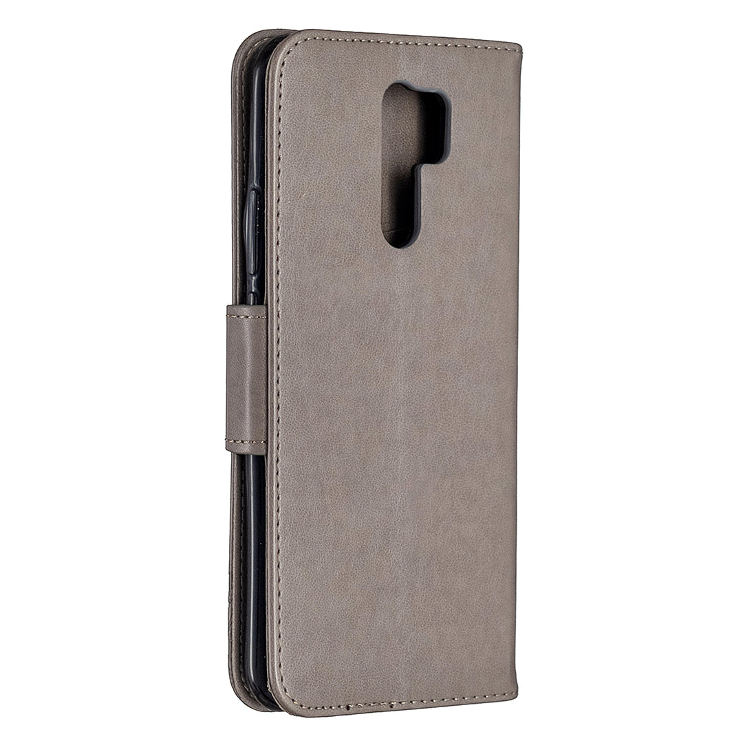 Imprint Butterflies Wallet Stand Flip Leather Phone Shell for Xiaomi Redmi 9